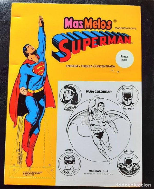 Cartel masmelos - figura superman troquelada - 1979