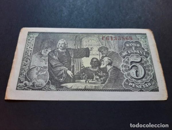 Billete españa 5 pesetas - febrero 1943 Isabel la católica