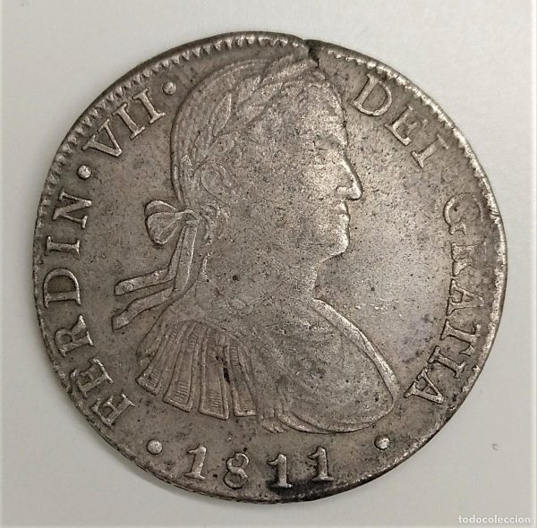 Moneda 8 reales - México h.j. - Fernando VII - plata mbc+